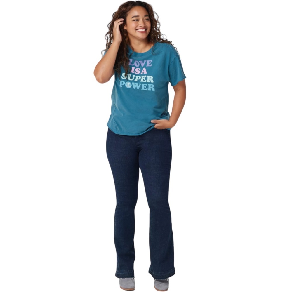 NWT Life is Good LOVE IS A SUPER POWER Women's Relaxed Crusher Tee BLUE Size XS - Picture 2 of 12